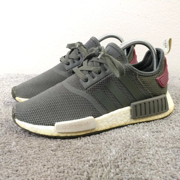 Adidas NMD R1 Womens Size 7 Running Shoes Olive Green Maroon BA7752 Low Top - Picture 1 of 11
